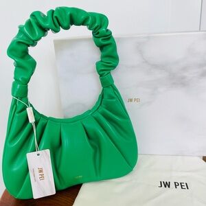 JW PEI Gabbi Ruched Hobo Handbag - Grass Green (Vegan Leather, NWT)